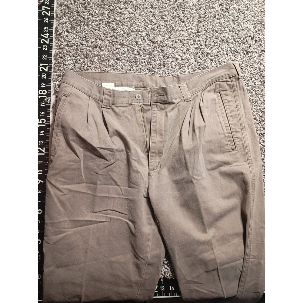 Vintage Dockers Pleated Chinos Mens Khaki Tan 100% Cotton Pants 37x23